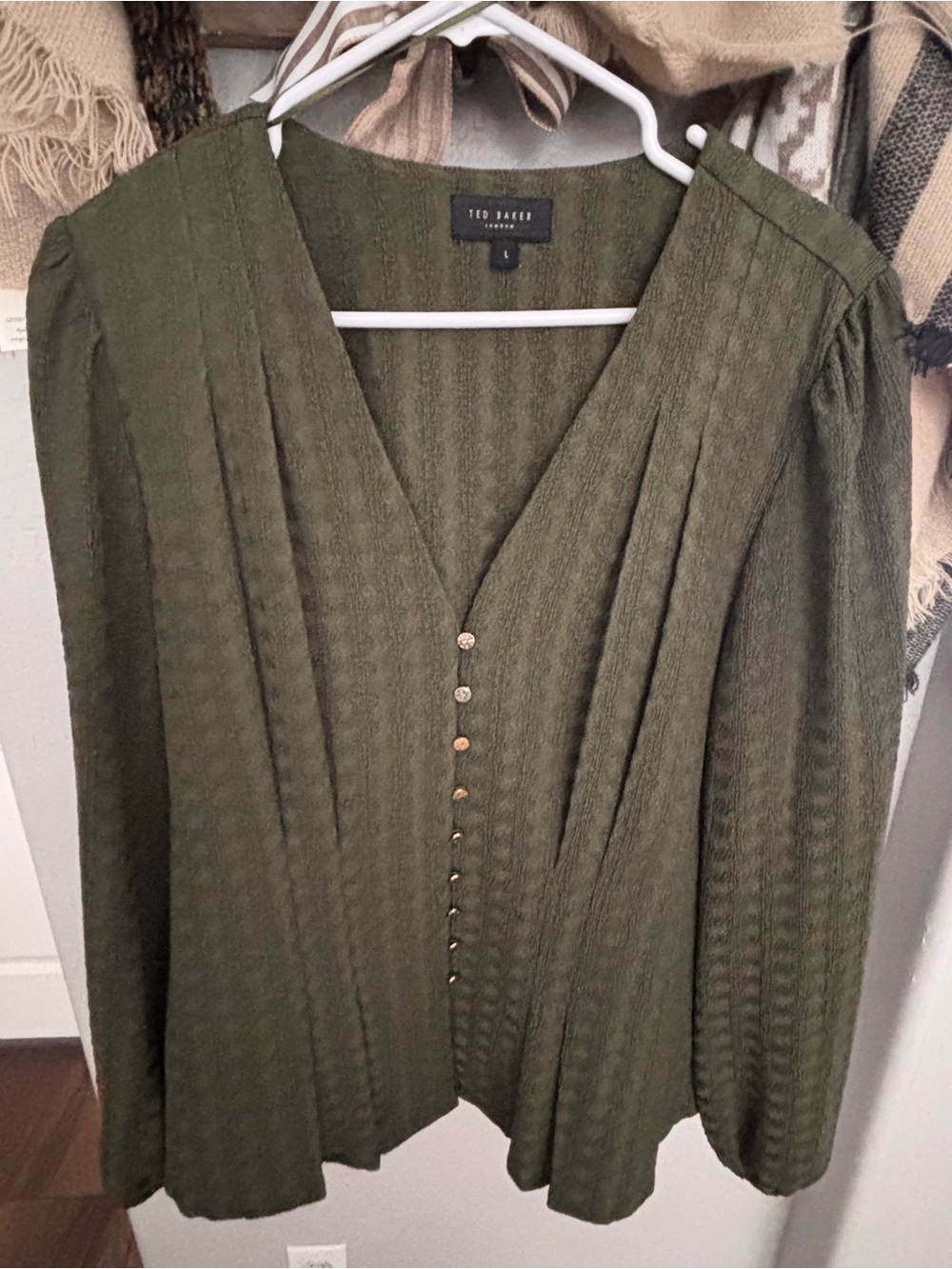 Ted Baker Olive Textured Crewneck Top